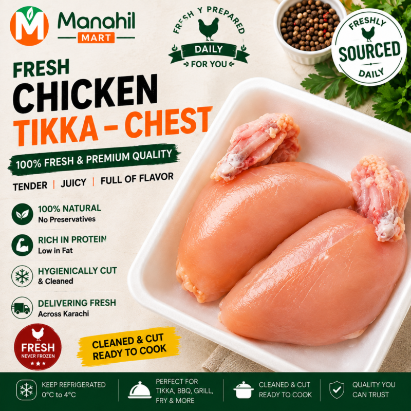 Fresh chicken tikka chest 1 kg in Karachi