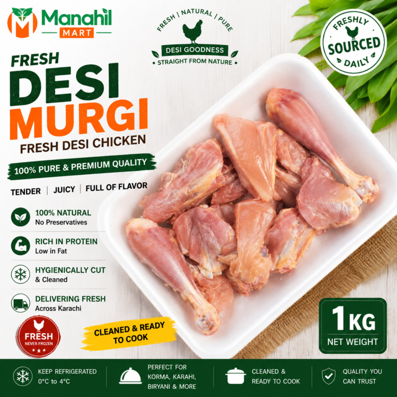 Fresh desi chicken for yakhni, qorma and biryani