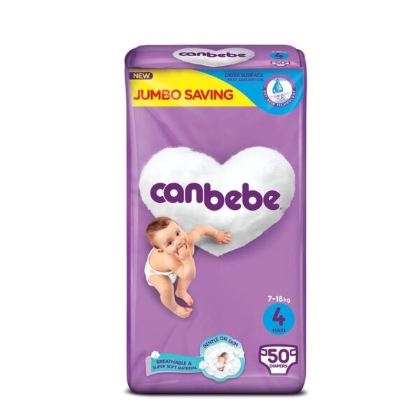 Canbebe Diapers Jumbo, Maxi No.4, 7-18kg, 50-Pack