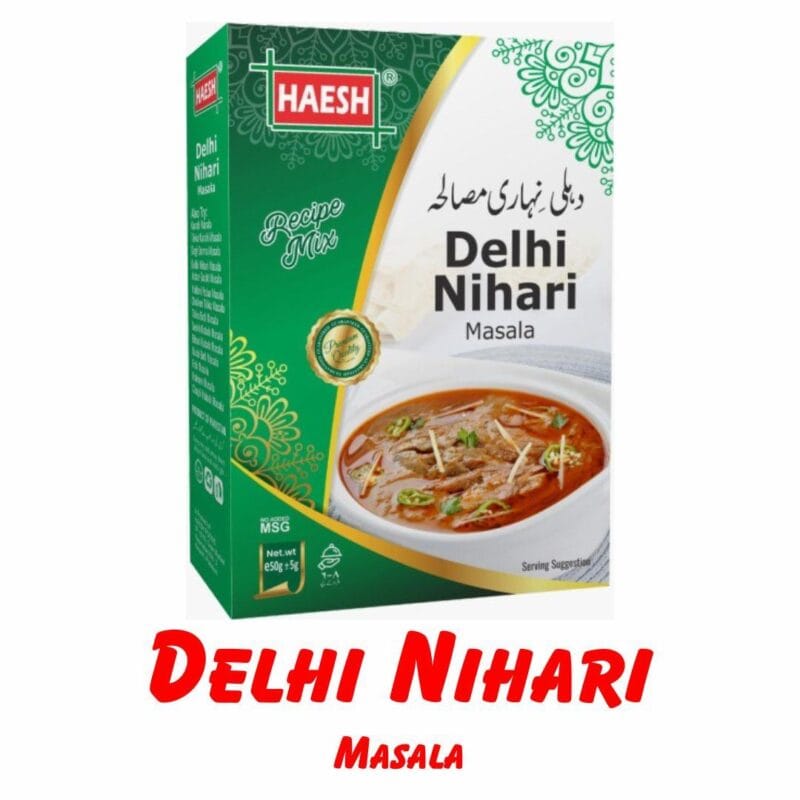 Haesh Delhi Nihari Masala 50g Box – A special blend of spices designed to bring the authentic taste of Delhi Nihari with rich and aromatic flavors.
