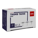 Deli 10mm Sharp Nickel Plated Thumb Tacks Box, 100 Pieces, E0020