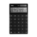 Deli Touch Series E1589P Acrylic Keys 12-Digits Grey Desktop Calculator