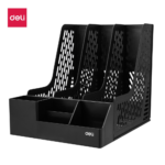 Deli EZ00122 Multi-Functional Plastic Magazine Holder 3 Compartments with 4 Compartments Desk Organizer