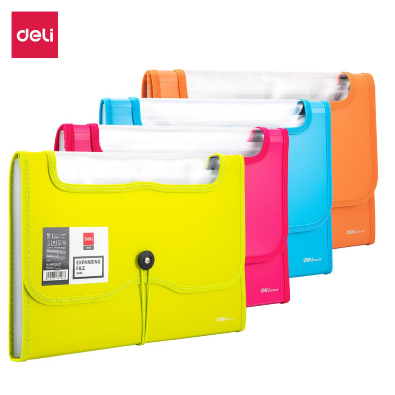 Deli E38128 A4 expanding file with 13 pockets and index tabs