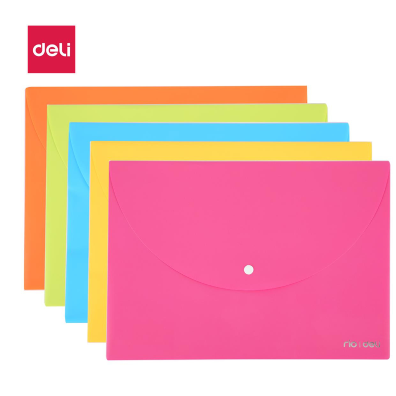 Deli E38131 A4 button file bag with snap closure