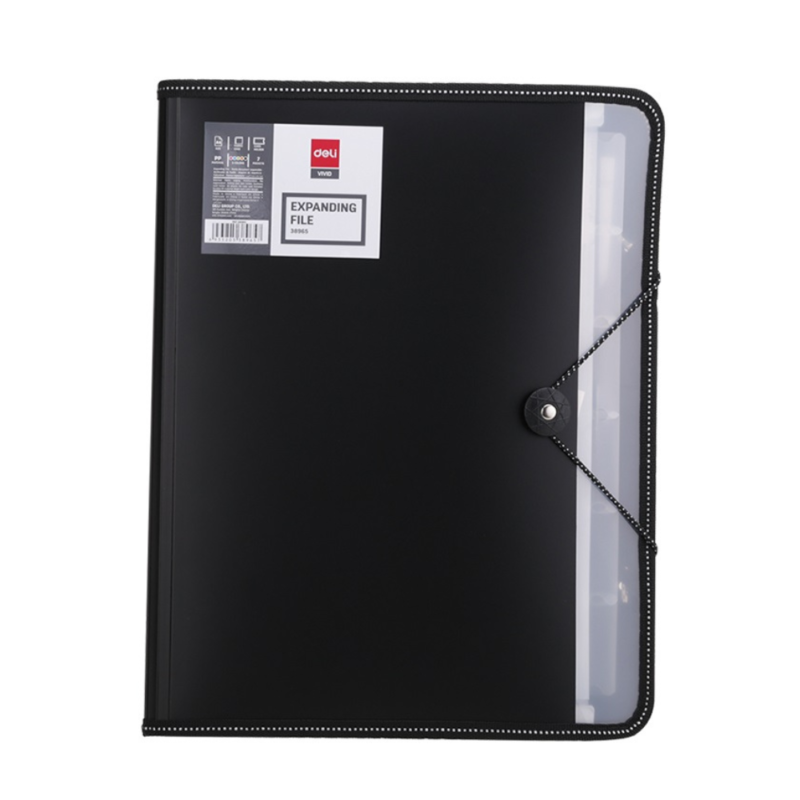 Deli E38965 A4 7-pocket expanding file with notebook