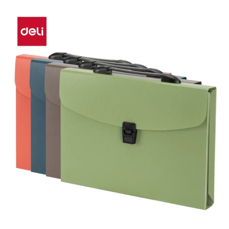 Deli E5557 A4 13-pocket expanding file with buckle closure and handle